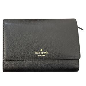 Kate Spade Black Leather Street Callie Tri Folding Wallet